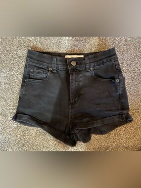 Garage Black High-Waist Denim Shorts